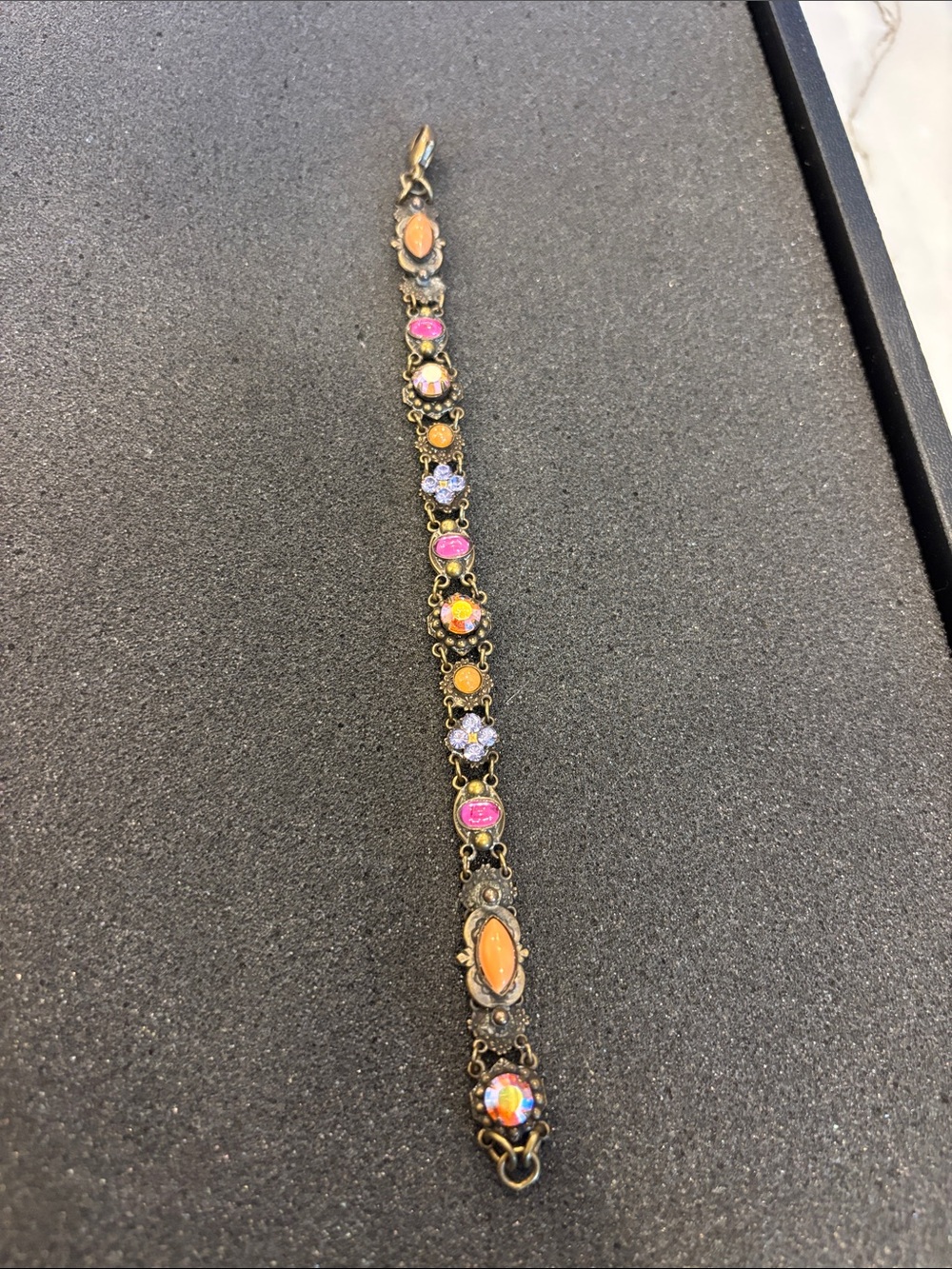 Sorrelli Pink & Orange Crystal Link Bracelet